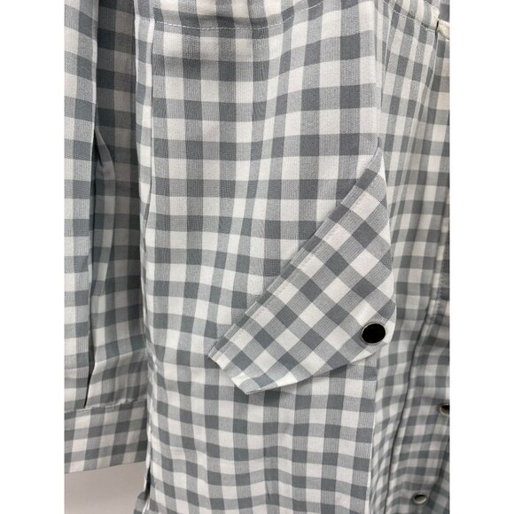 English Factory Grey Gingham Plaid Long Sleeve Shirt Dress Medium New - Picture 6 of 7